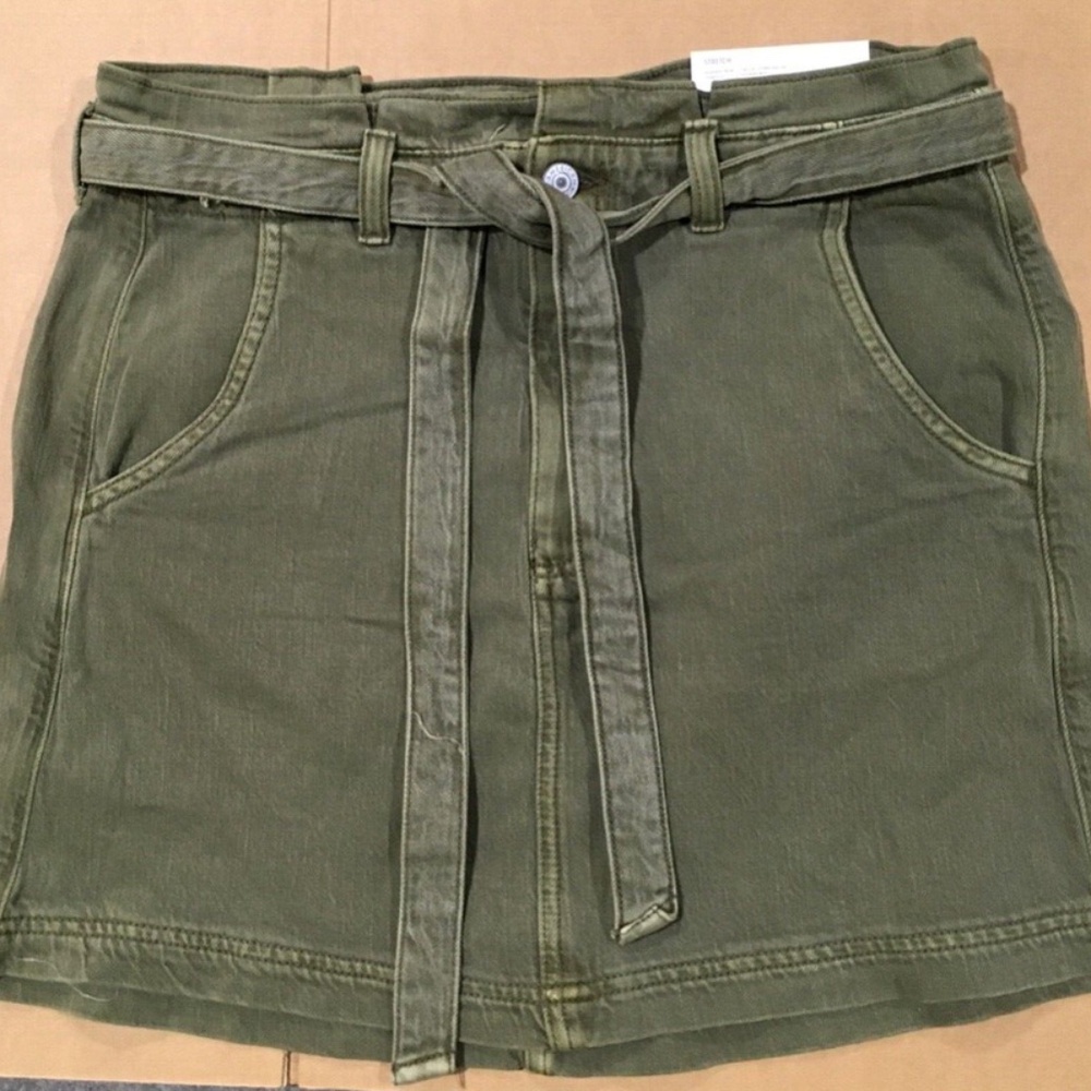 NWT American Eagle Outfitters Super Stretch Hi-Rise Green Denim Mini Skirt Women